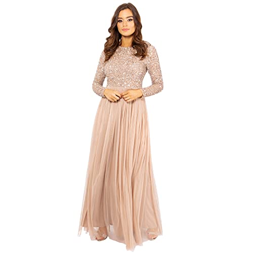 Maya Deluxe Damska sukienka druhny, taupe Blush, 54