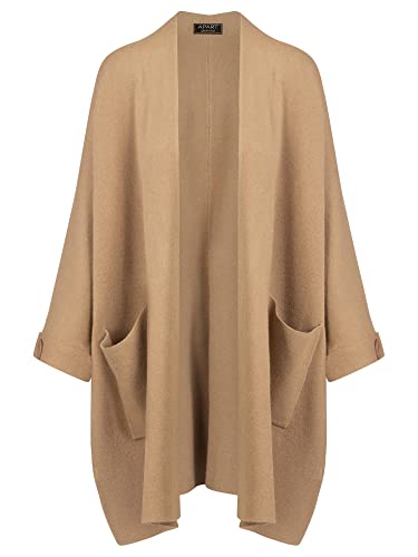 ApartFashion Damski płaszcz z dzianiny APART z rękawami nietoperza kardigan Sweater, wielbłąd, normalny, piaskowy, M