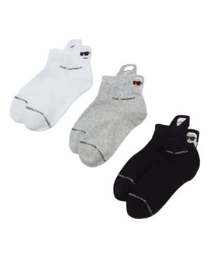KARL LAGERFELD Kobiety Skarpety Sportowe K/Ikonik 2.0 (Zestaw 3), Czarny/Biały/Szary, 39-42