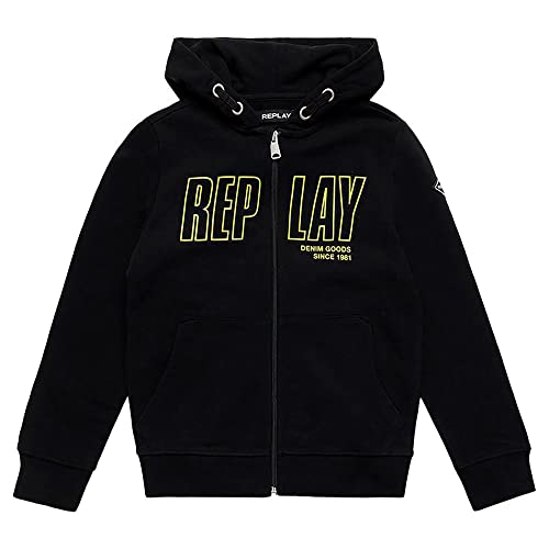 Replay Chłopięca bluza z kapturem, 098 BLACK, 10 Lat