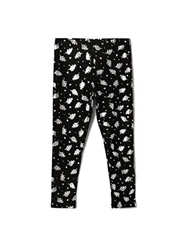 Koton Dziewczęce legginsy bawełniane z nadrukiem jednorożca, Black Design (9d9), 5-6 Lat