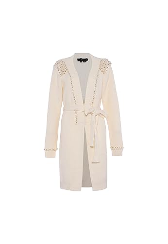 faina Damski kardigan średniej długości z dzianiny perłowej WOLLBIAŁY rozmiar M/L, biały (wollweiss), XL