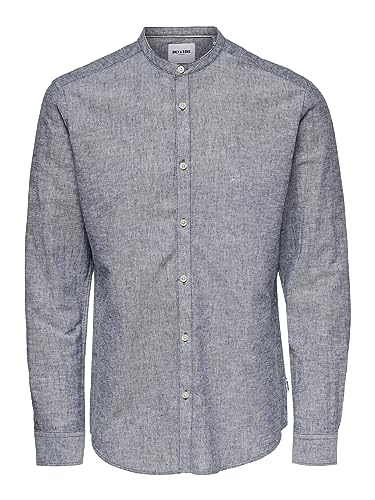 ONLY & SONS Męska koszula rekreacyjna ONSCAIDEN SOLID - Slim Fit XS S M L XL XXL, Dress Blues, L