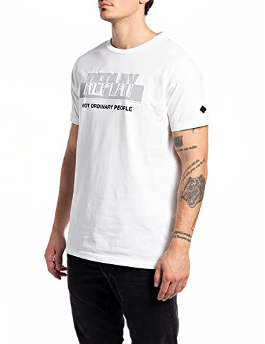 REPLAY Męski T-shirt M6295, 001 White, XS, 001 White, XS