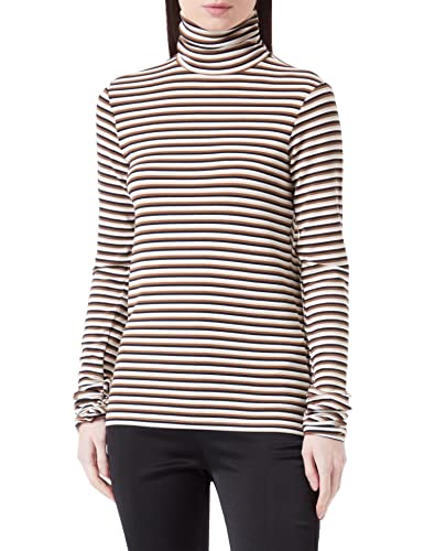 Sisley Damski sweter L/S 3FKUL200J T-shirt, brązowy i biały w paski 903, L