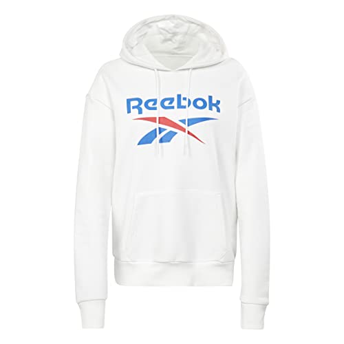 Reebok Damska bluza z kapturem z dużym logo, biała, XS, biały, XS