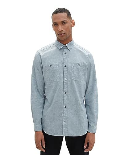 TOM TAILOR koszula męska, 33862 - Deep Green Off White Structure, M