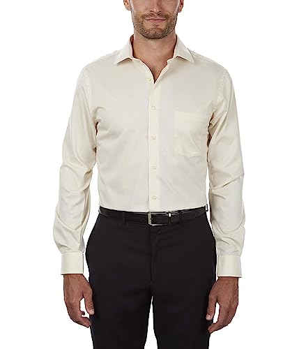 Van Heusen Męska koszula z długim rękawem Regular Fit Flex Collar Stretch Solid Smoking, Canvas, XL (44 cm Szyja, 81/84 cm Rękawy)