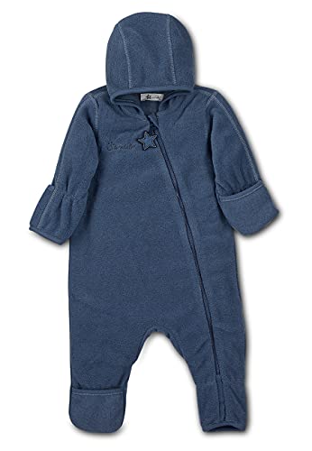 Sterntaler Dziecięcy kombinezon unisex z mikropolaru, z zamkiem błyskawicznym i mankietami na dłonie i stopy, niebieski (Tintenblau), 80