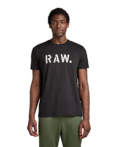 G-STAR RAW Męski T-shirt Stencil Raw R T, Schwarz (Dk Black 336-6484), XS