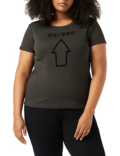 G-STAR RAW Damska koszulka z logo z przodu, Szary (Raven D20458-c812-976), S