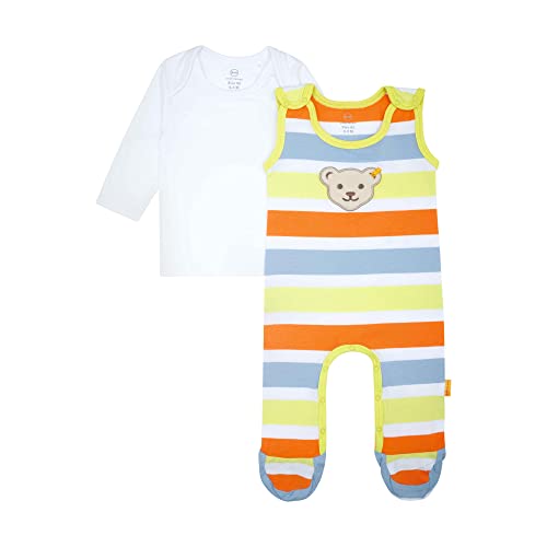 Steiff Zestaw dla chłopców Strampler + T-shirt Langarm Maluch śpiący, Nectarine, 74 cm