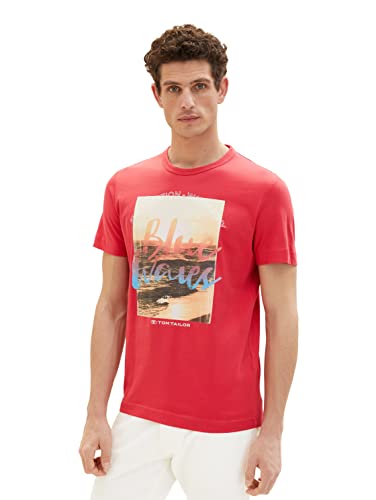 TOM TAILOR Koszulka męska 1036323, 31045-Soft Berry Red, XXL, 31045 - Soft Berry Red, XXL