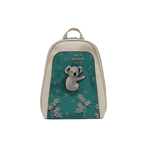 DOGO Wegański plecak damski Tidy Bag – Koala Hug Beige, wielokolorowa