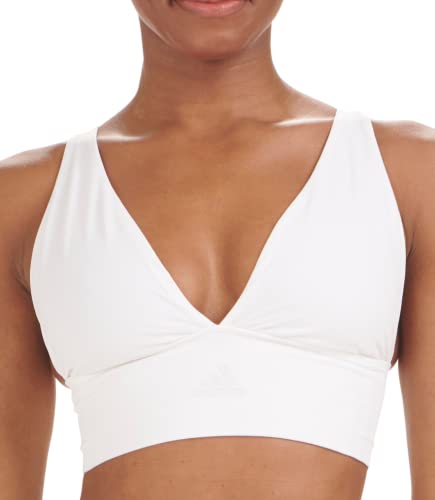 adidas Damski biustonosz Active Micro Stretch Longline Plunge Bezszwowy, biały, L