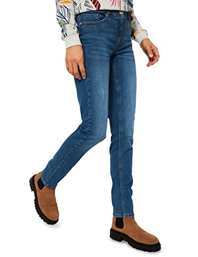 Cecil Damskie spodnie jeansowe B375767 Tapered, Mid Blue Used wash, W25/L32, Mid Blue Used Wash., 25W / 32L