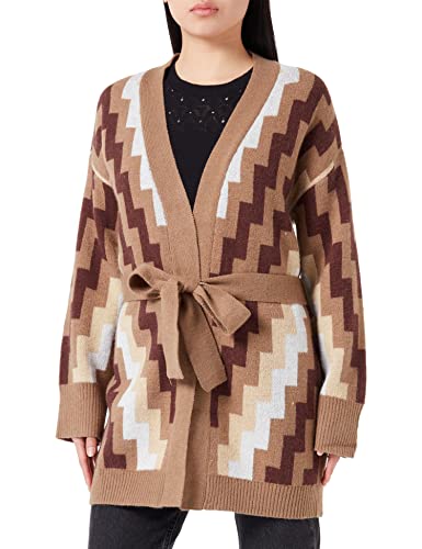usha FESTIVAL Damski kardigan z dzianiny, Brązowy, wielokolorowy., XS-S