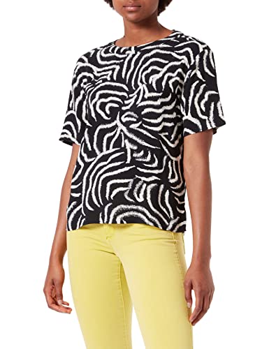 TOM TAILOR Damski koszulka bluzka 1031665, 29861 - Black Abstract Waves Design, 34