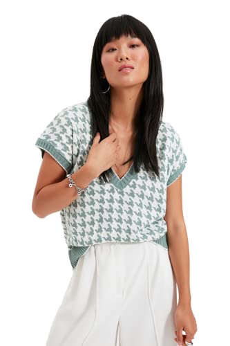 Trendyol Damska kamizelka oversize z dekoltem w serek, miętowa, M, Miętowy, M