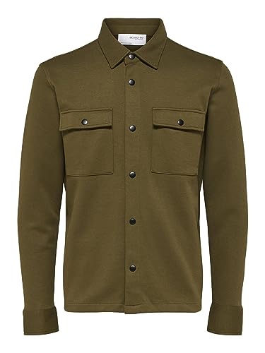 SELECTED HOMME Klasyczna koszulka męska, ciemnooliwkowy, S