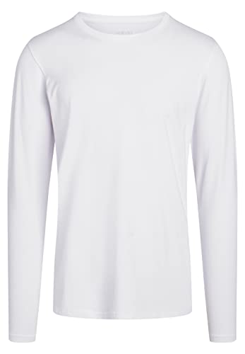 NORVIG Męski T-shirt z okrągłym dekoltem L/S, biały, 3XL