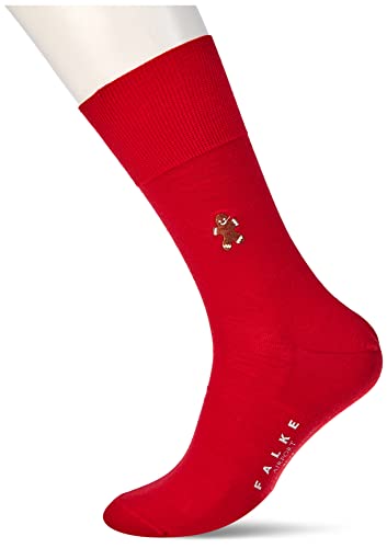 FALKE Męskie skarpety piernikowe męskie z wełny merynosów bawełna niebieski wzór bożonarodzeniowy ciepłe oddychające długość do połowy łydki idealny prezent 1 para, Czerwony (Scarlet 8120), 43-44 (UK
