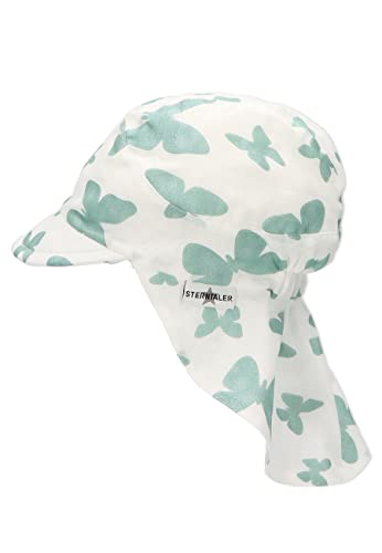 Sterntaler Dziewczęca czapka z daszkiem z osłoną karku motyl kapelusz przeciwsłoneczny, średni zielony, 51 cm