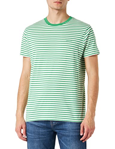 GANT Męski t-shirt w paski z paskami, Mid Green, XXL