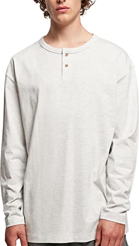 Urban Classics Męska koszulka z długim rękawem Organic Oversized Henley z długim rękawem, jasnoszara, M, jasnoszary, M