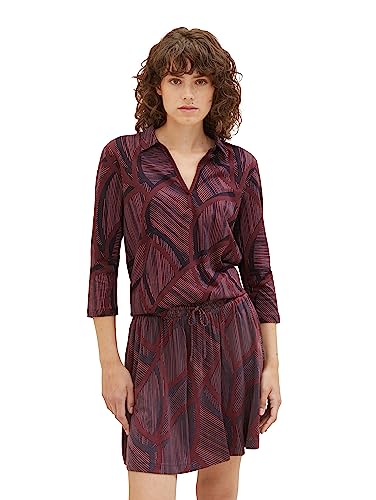 Damska koszulka polo TOM TAILOR ze wzorem, 32363-Granatowe abstrakcyjne linie, XXXL