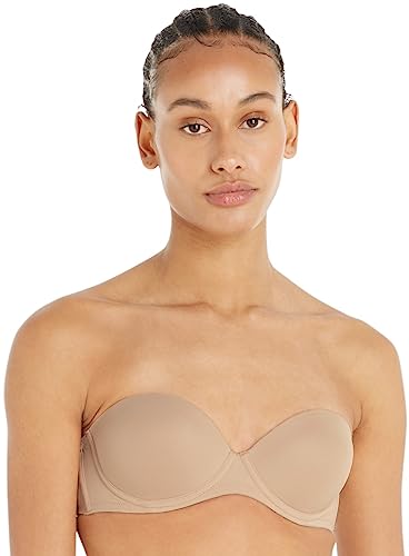 Calvin Klein Damski biustonosz bez ramiączek push-up z fiszbinami, Piaskowa wydma, 75C