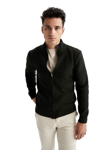 DeFacto Kardigan normalny krój męski kardigan na topy męski (zielony, XXL), zielony, XXL