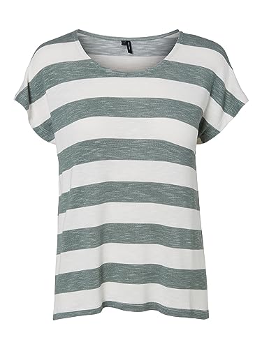 VERO MODA VMWIDE Stripe S/L Top GA JRS, Laurel Wreath/Stripes:śnieżnobiały, XXL