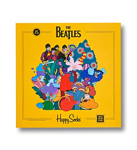 Happy Socks The Beatles Collector Box Set, kolorowe i zabawne, Skarpety dla kobiet i mężczyzn, Niebieski-Zielony-Pomarańczowy-Liliowy-Czerwony-Żółty 6 pary (41-46)