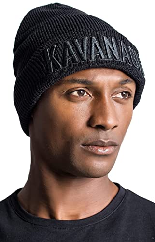 Gianni Kavanagh Męska czarna czapka typu beanie z logo Kavanagh, unikalna, Czarny, Rozmiar uniwersalny