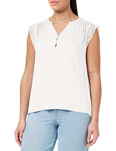 ONLY Women's ONLNINA Capsleeve TOP WVN T-Shirt, Cloud Dancer, L