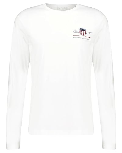 GANT Męski T-Shirt Reg Medium Archive Shield Ls T, biały, XXL