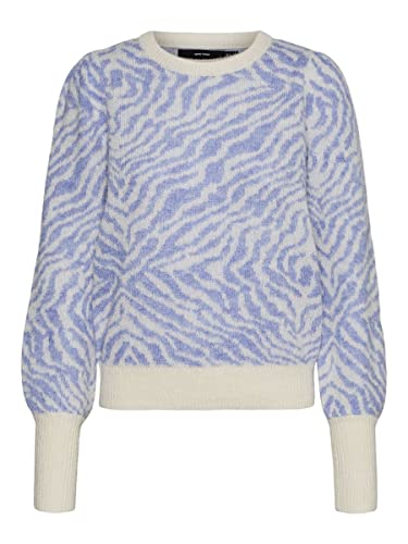 bestseller a/s Damski sweter VMTARI LS O-Neck Jaquard Blouse GA Boo Pullover, brzoza/wzór: W. Jacaranda, S