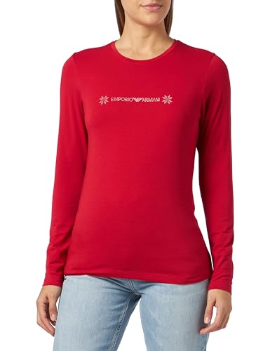 Emporio Armani Damski t-shirt damski Tartan Christmas Cotton, rubinowy (Ruby Red), M
