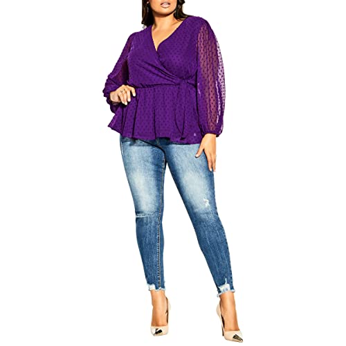 CITY CHIC Damska koszulka plus size Wild Dobby Dress Shirt, Petunia, 48