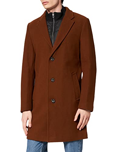 TOM TAILOR Męskie Płaszcz wełniany z kurtką wewnętrzną 1028333, 25985 - Deep Cognac, S