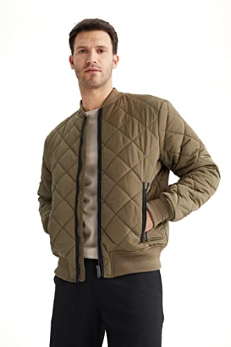 DeFacto Płaszcz męski do odzieży rekreacyjnej - DeFacto płaszcz męski do odzieży wierzchniej (khaki, L), khaki, L