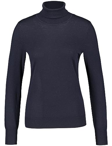 Gerry Weber Damski sweter z golfem z dzianiny, długi rękaw, szerokie prążkowane ściągacze, sweter z długim rękawem, okrągły dekolt, golf, jednokolorowy, melanżowy, grantowy, 44