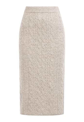 DreiMaster Damska spódnica midi z dzianiny, Be?owy Melan?, XL-XXL