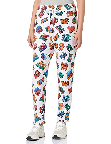 Love Moschino Damskie spodnie polarowe o regularnym kroju z nadrukiem graffiti, Graffiti beżowy, 44