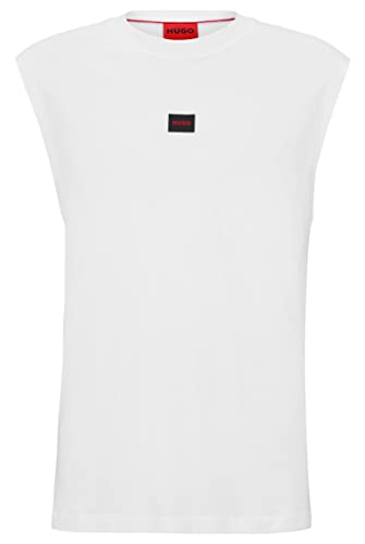 HUGO Dankto232 męski top bez rękawów z bawełnianego dżerseju z logo, Open White127, M