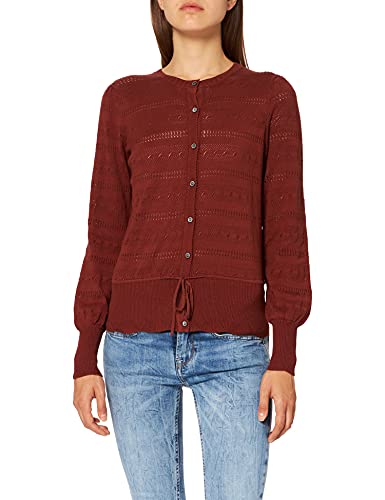 Noa Noa Damski sweter z bawełny organicznej, z długim rękawem, Cherry Mahogany, XXS