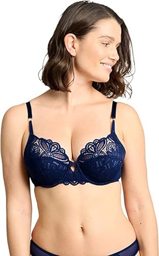 Sans Complexe Damski biustonosz z fiszbinami, z miseczkami, niebieski morski, 80C