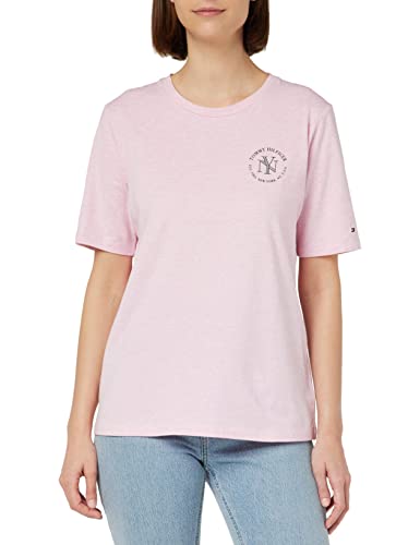 Tommy Hilfiger Damska dzianinowa topy REG NYC RUNDALL C-NK SS S/S, klasyczny różowy wrzosowy, M