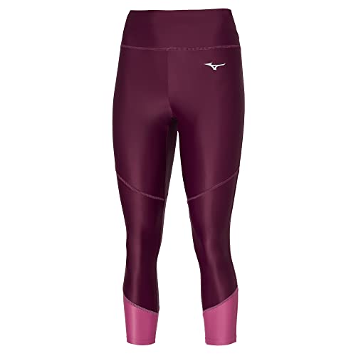 Mizuno Legginsy damskie Impulse Core 3/4, wino, S, Wino winogronowe, S